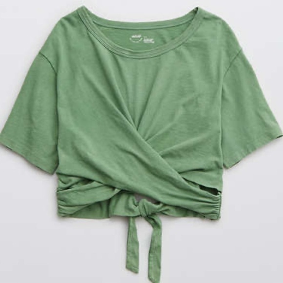 aerie Tops - Aerie Cropped Oversized Wrapback Tie Back Short Sleeve Tee Shirt size XXL